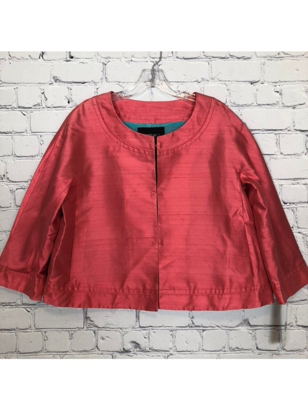 NWT Lafayette 148 Pink Jacket Size M Slub Cotton Silk Cropped